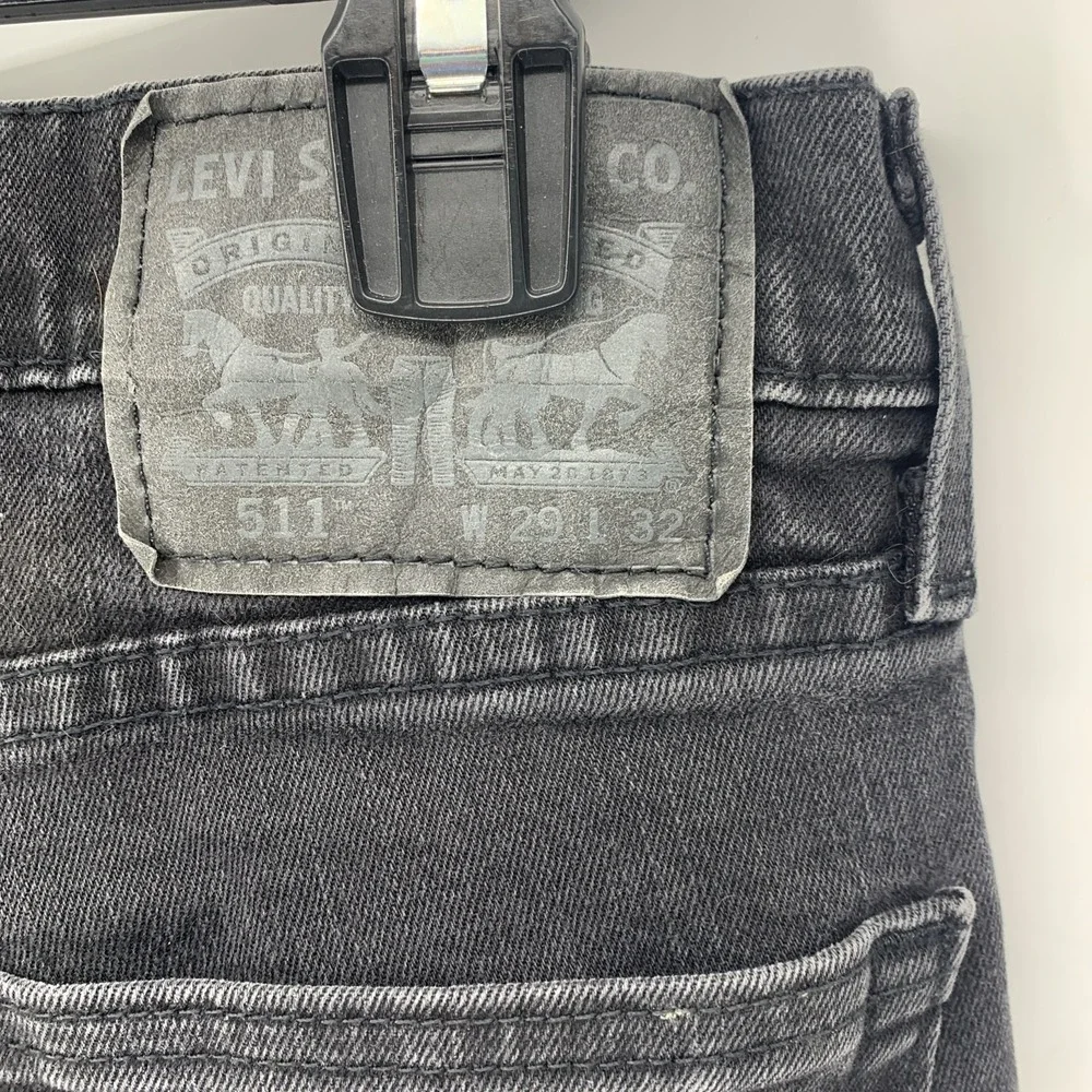 Levi's 511 Slim Fit Jeans Mens 29x32 Washed Black Denim Waterless Levis